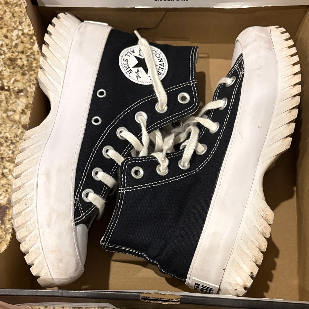 Converse Black and White High-Top Athletic Shoes